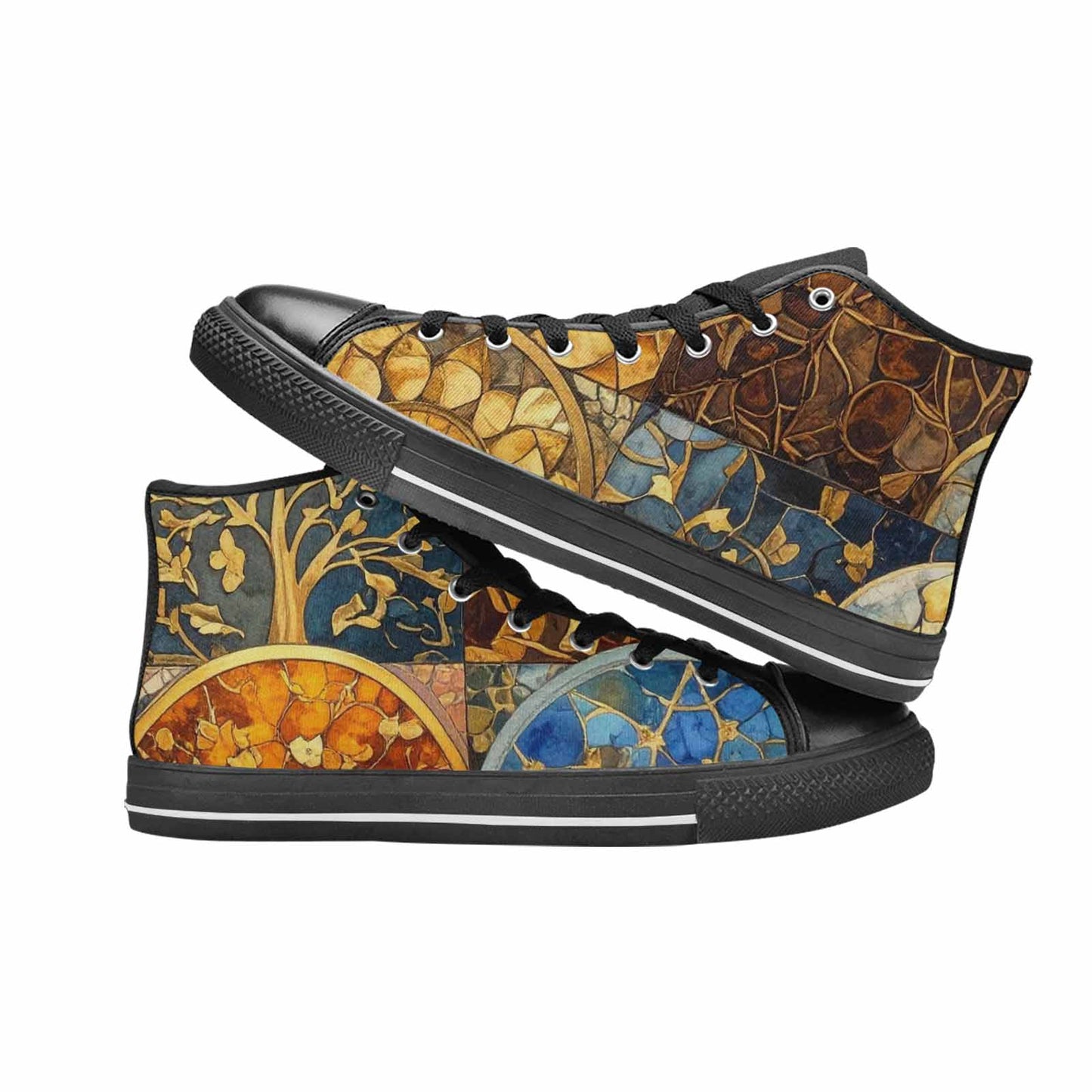 MEN'S Klimt-Style Gold Leaf High Top Canvas Aesthetic Custom Sneakers