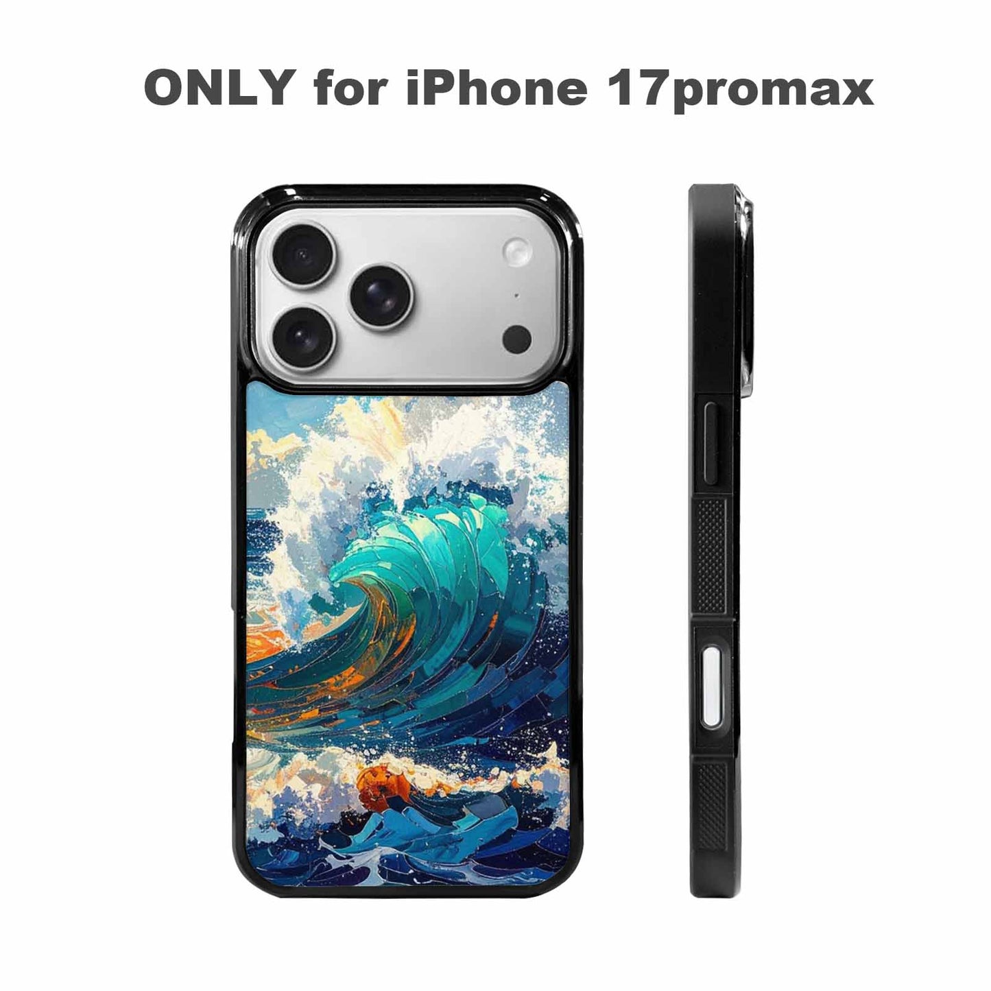 iPhone 17 Pro Max Case — Wave Crest Splash Wave Watercolor Abstract, Unique Phone Case Design