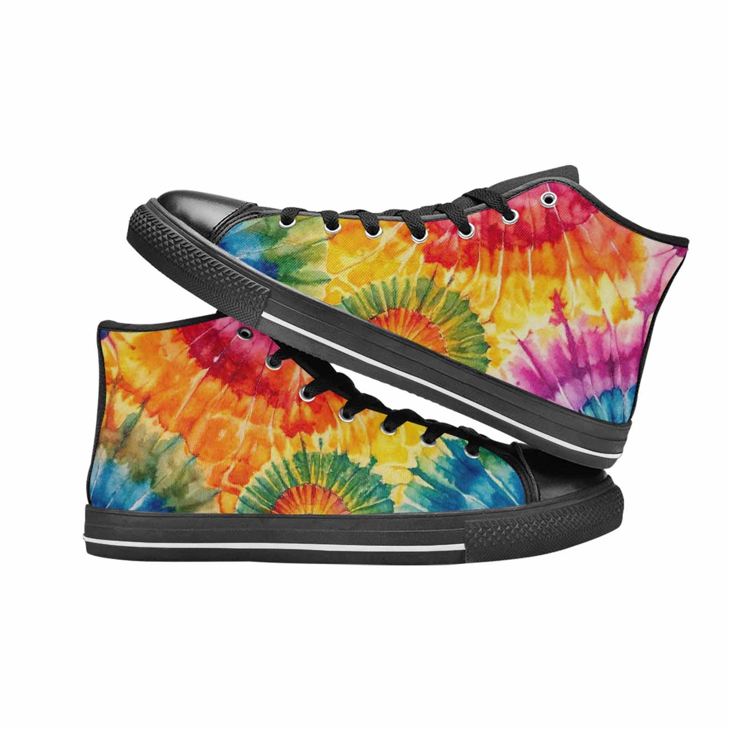 MEN'S Tie Dye Swirl High Top Canvas Wallpaper Art Custom Shoes