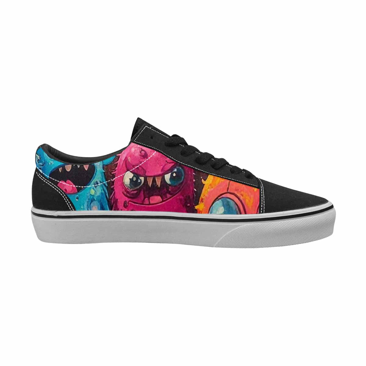 WOMEN'S Monsters (general) Cartoon Monst Lace-Up Canvas Melting Art Custom Sneakers