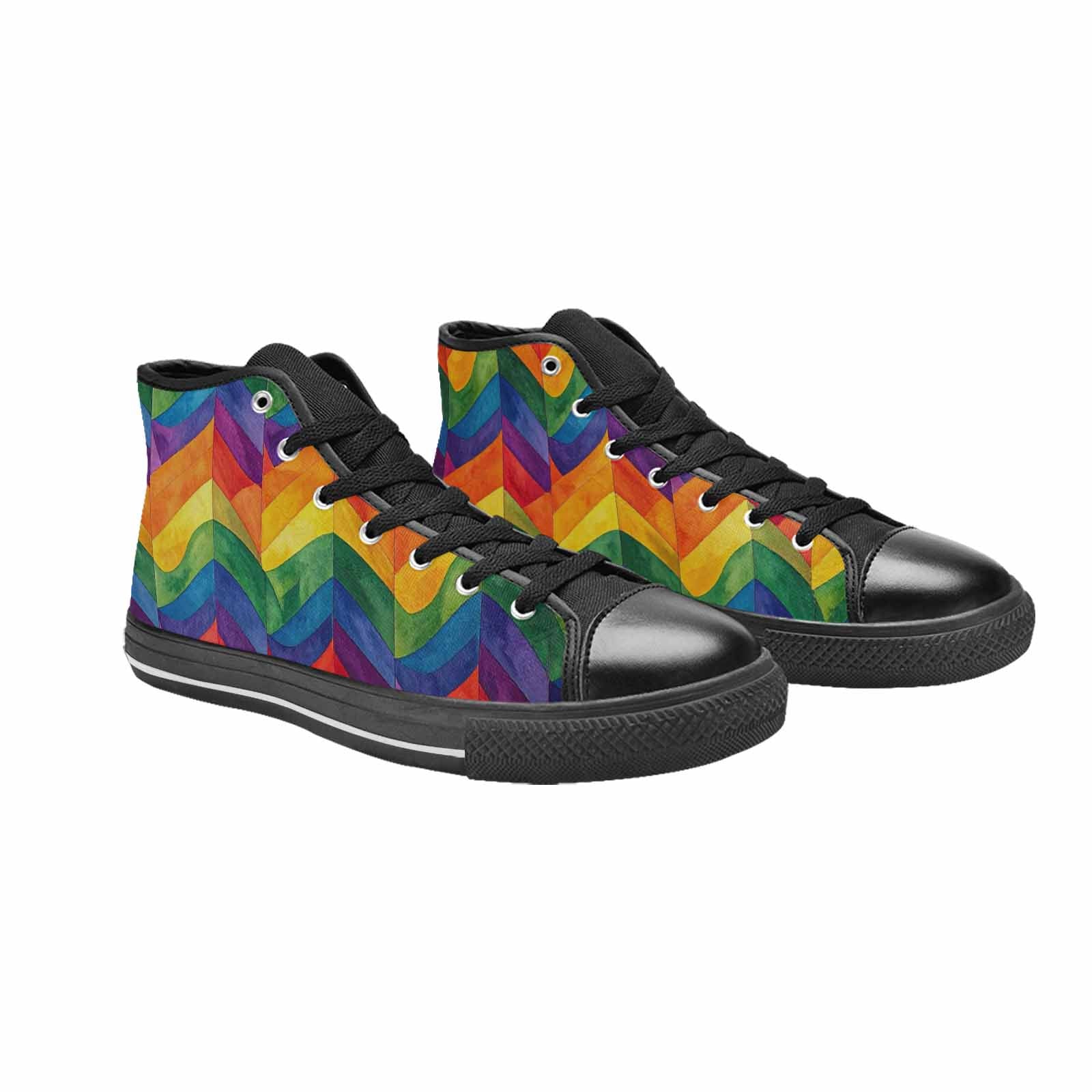 MEN'S Rainbow Pride Flag High Top Canvas Grunge Custom Sneakers