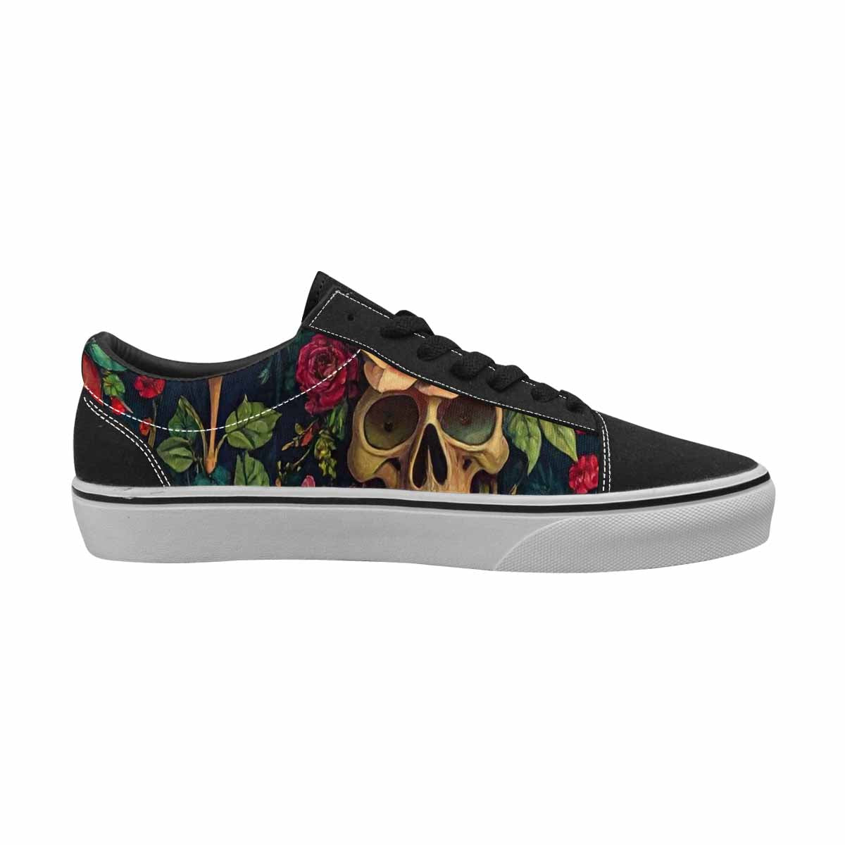 WOMEN'S Skulls  Botanical Skulls Lace-Up Canvas Grunge Custom Shoes