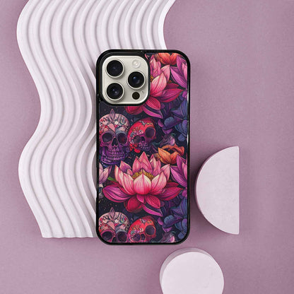 iPhone 16 Pro Max Case — Lotus Many Hundreds Of Skulls Art, Custom Phone Case
