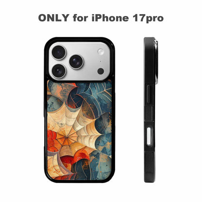 iPhone 17 Pro Case — Distressed Horror Spider Web Original Art, Custom Phone Case