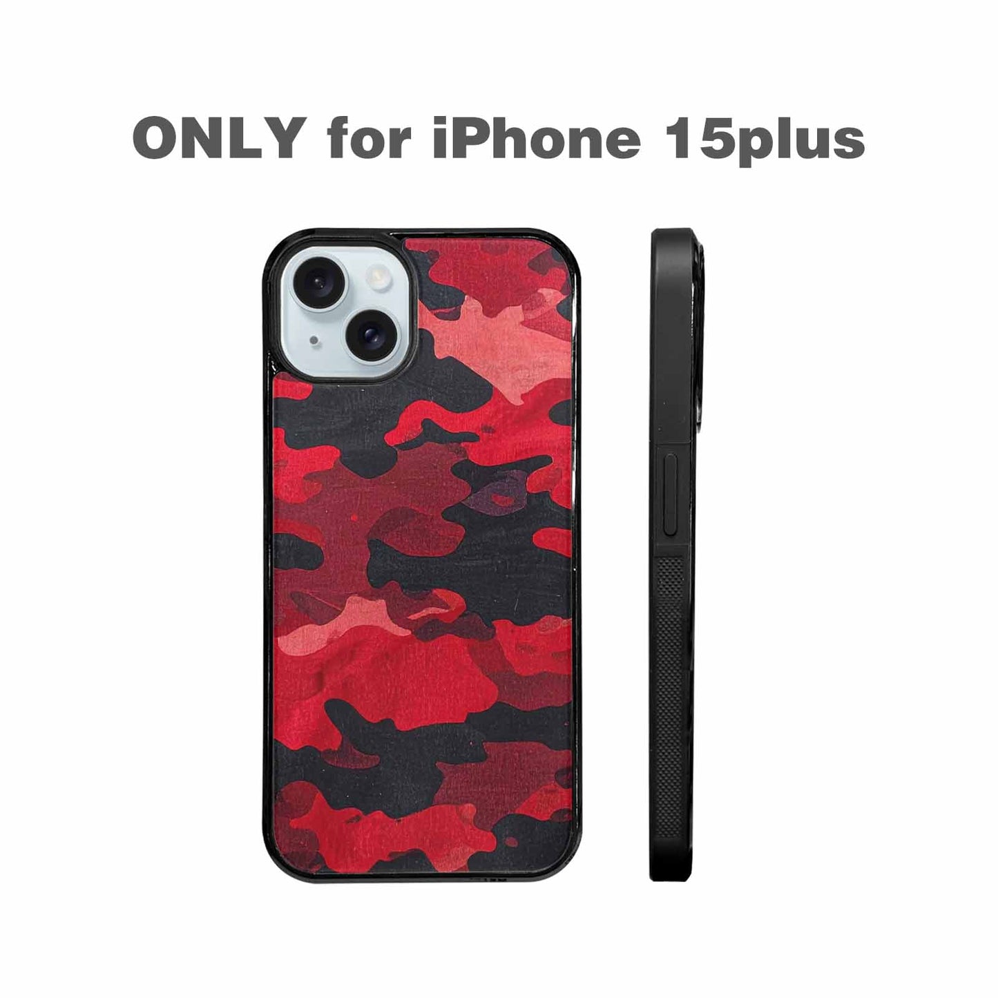 iPhone 15 Plus Case — Tactical Camo Red Black Custom, Custom Art Phone Cover