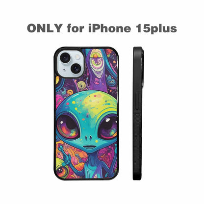 iPhone 15 Plus Case — Cartoon Alien Characters Personalized Phone Cover, Personalized Phone Case