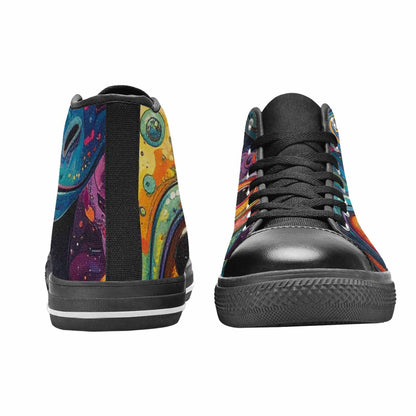 MEN'S Cartoon Alien Characters High Top Canvas Vibrant Chaos Custom Shoes