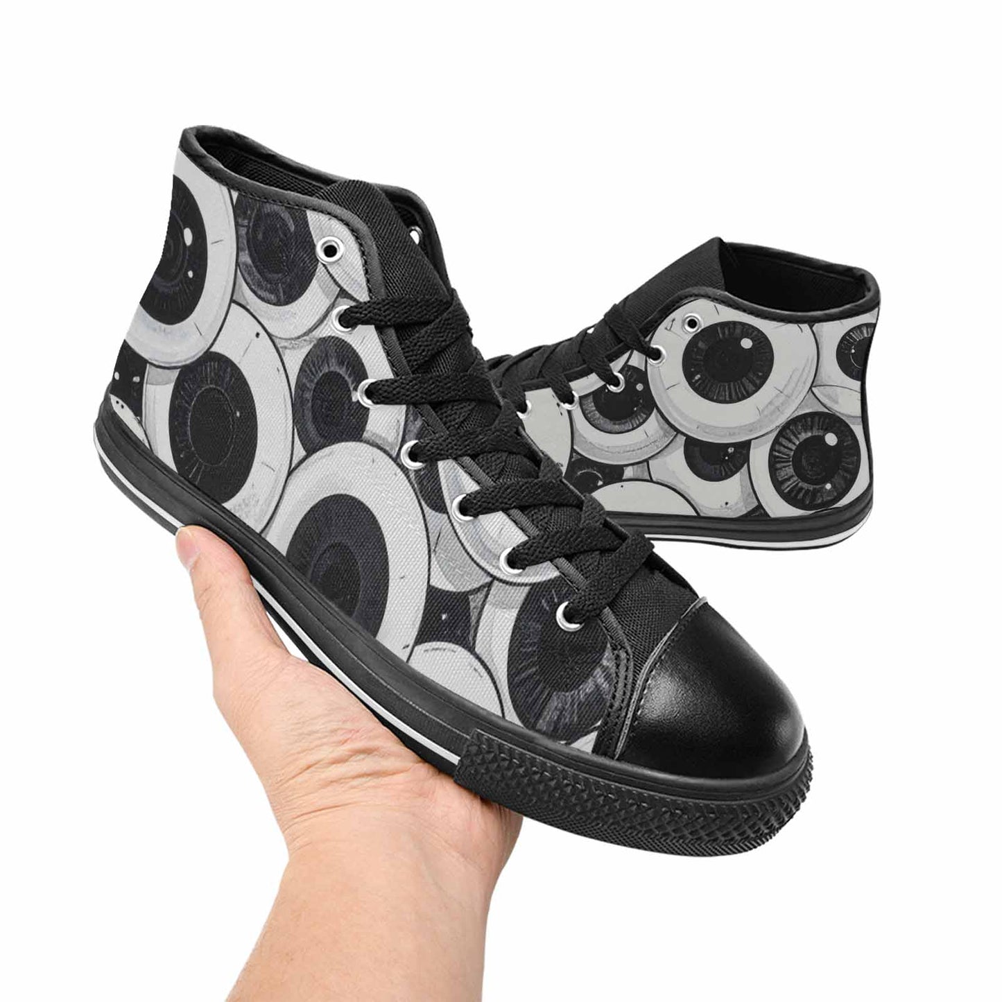 WOMEN'S Googly Cartoon Eyeballs High Top Canvas Neon Fantasy Shoes