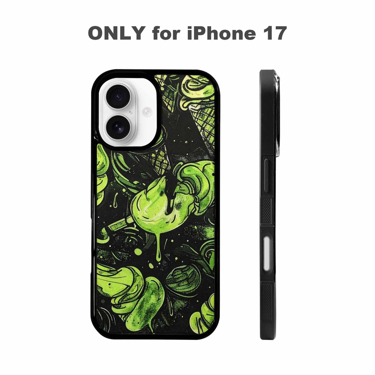iPhone 17 Case — Ice Cream Motif Black Original Art, Original Design Phone Case