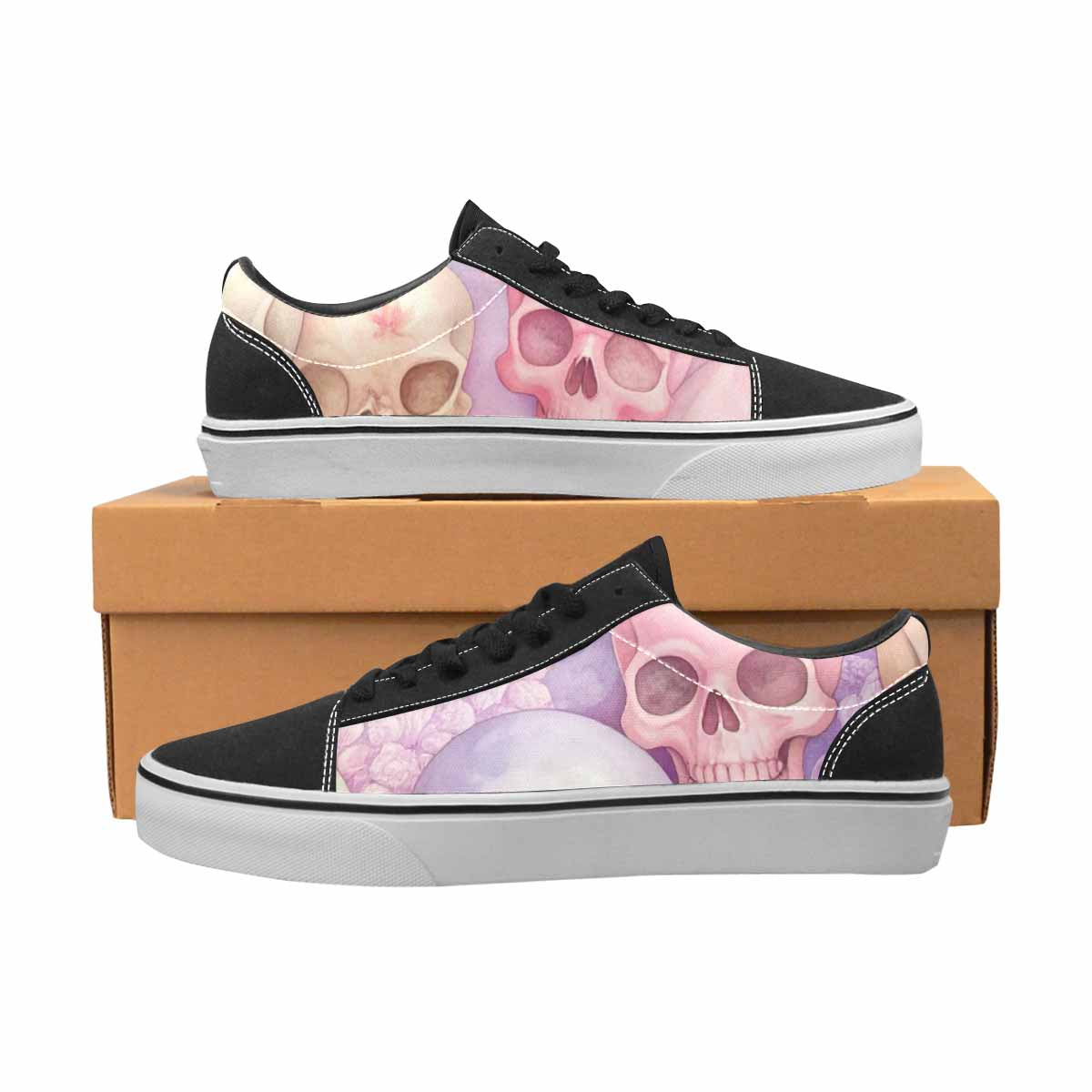 MEN'S Skulls - Pastel Canvas Lace-Up Surreal Custom Sneakers