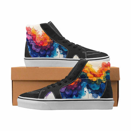 WOMEN'S Tie Dye Black & Blue Ink High Top Canvas One Of A Kind Dreamcore Shoes