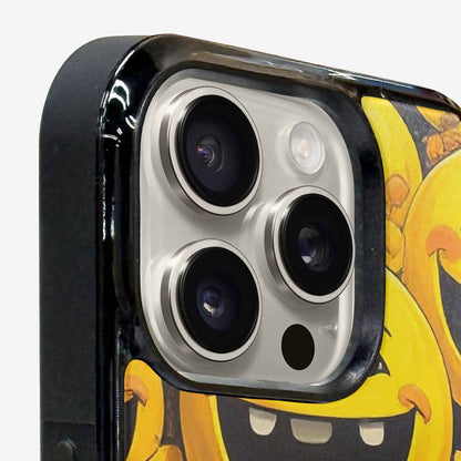 iPhone 16 Pro Max Case — Melting Moon Smiley Red Splatt, Customized Protective Case