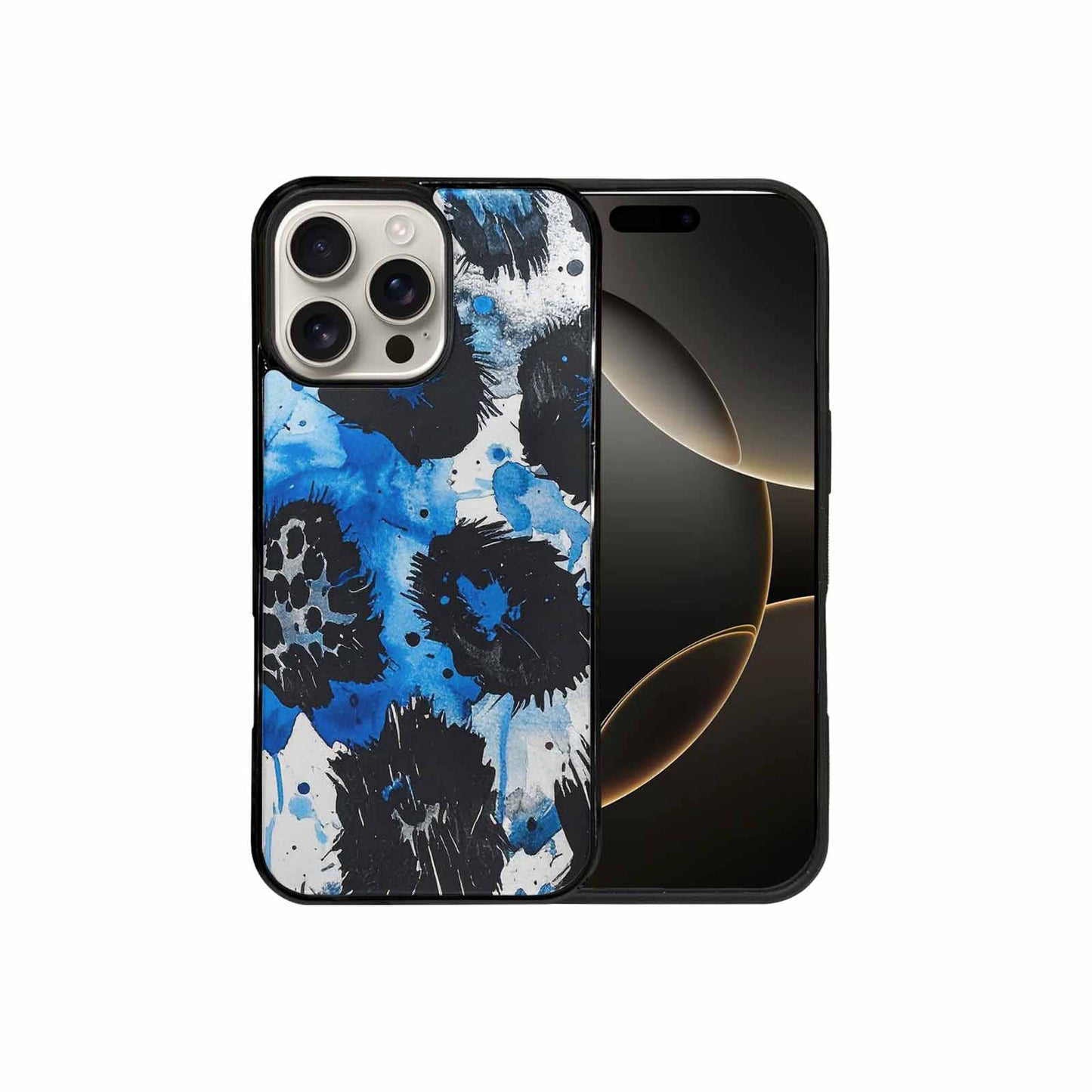 iPhone 16 Pro Max Case — Animal Print Black Blue Ink Animal, Custom Printed Phone Case