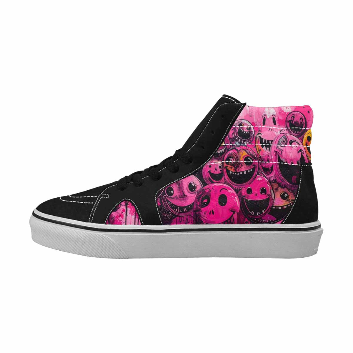 MEN'S Melting Moon Smiley High Top Canvas Vibrant Chaos Sneakers