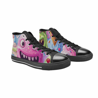 MEN'S Melting Icecream Monster Cherry High Top Canvas Surreal Custom Shoes