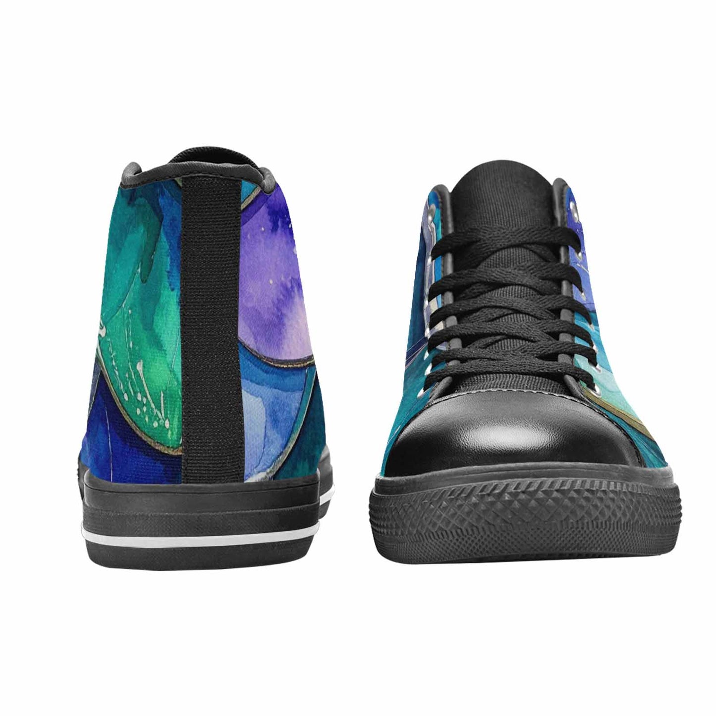 WOMEN'S Mermaid Scale High Top Canvas Vibrant Chaos Shoes