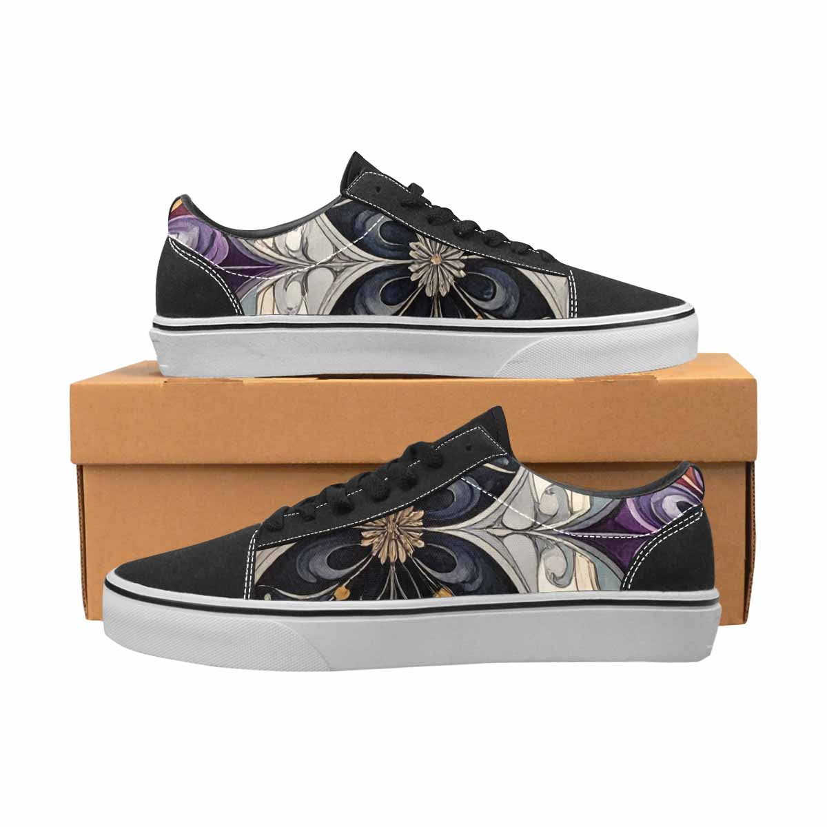 WOMEN'S Asexual Flag Color Canvas Lace-Up Vibrant Chaos Custom Sneakers