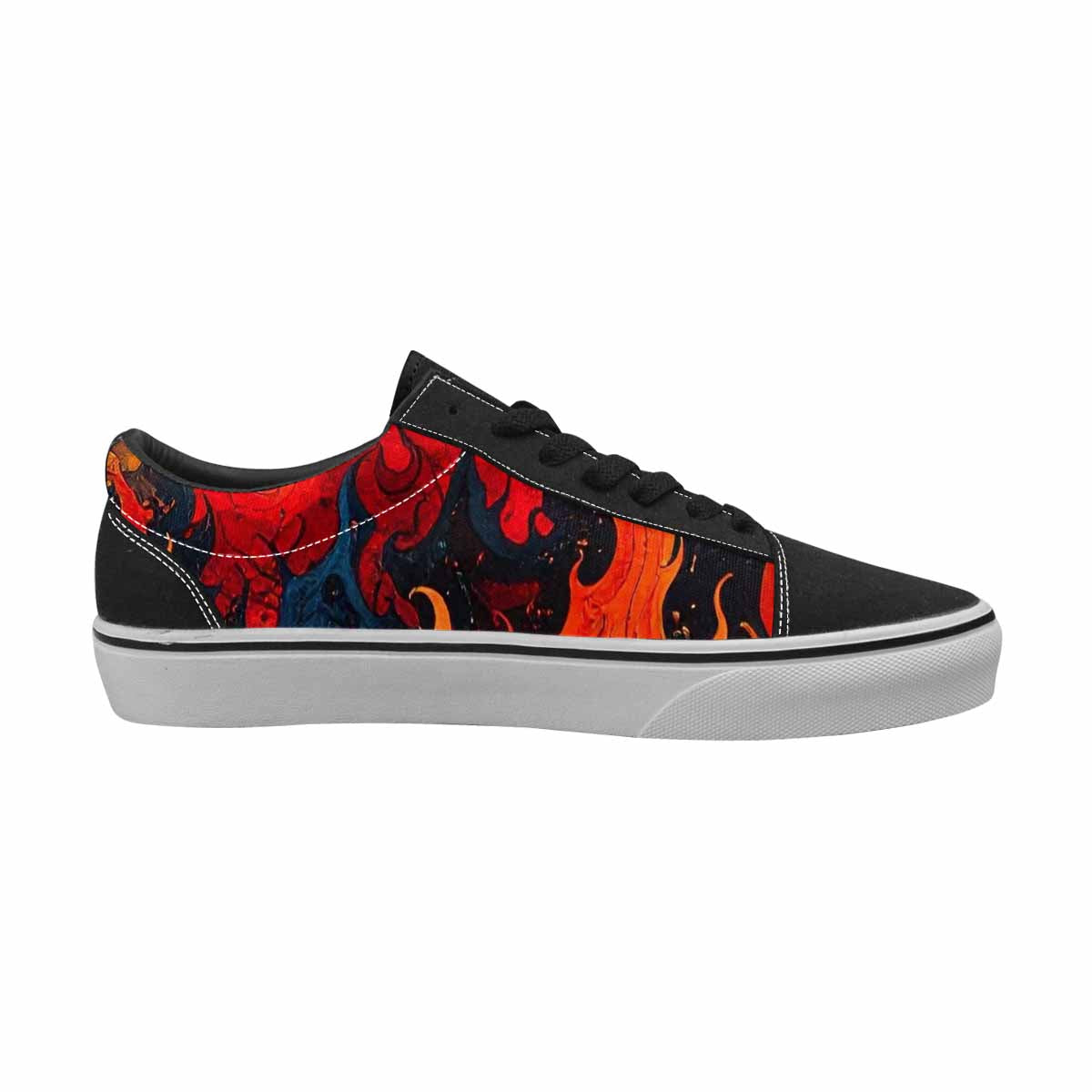WOMEN'S Flame Burst Lace-Up Canvas Wallpaper Art Custom Sneakers