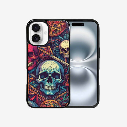 iPhone 16 Case — Sacred Geometry Lots Of Skulls Seamless, Custom Designed Case Cover