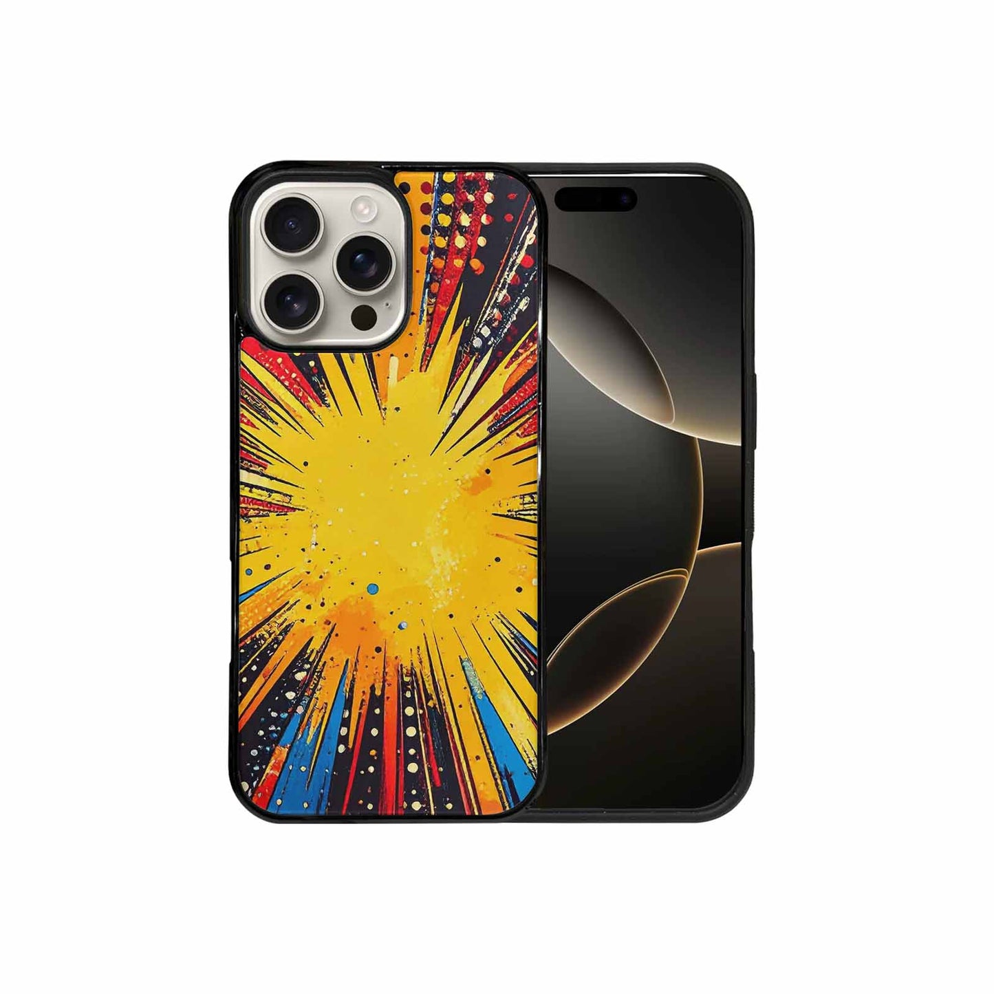 iPhone 16 Pro Max Case — Comic Halftone Comic Bursts Pattern Hundreds, Unique Phone Case Design