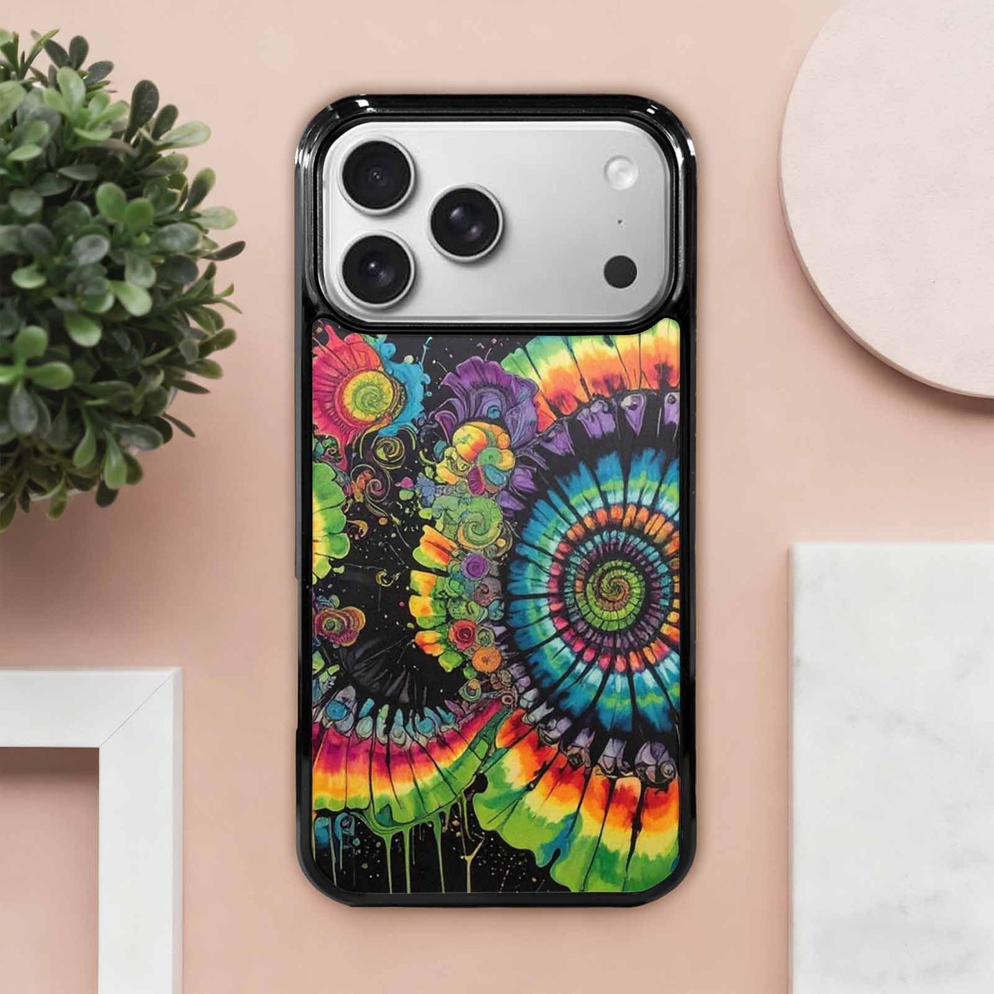 iPhone 17 Pro Max Case — Black &amp; Green Ink Tie Dye, Custom Printed Phone Case