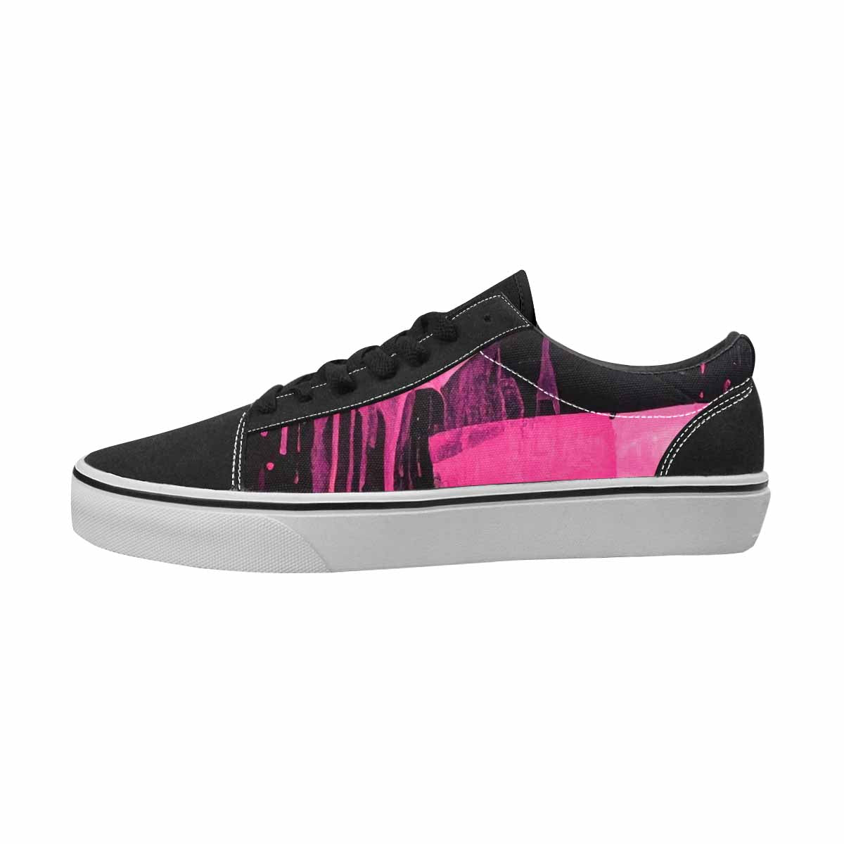 WOMEN'S Zebra Black & Pink Ink Canvas Original Design Neon Fantasy Original Art Sneakers