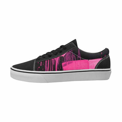 WOMEN'S Zebra Black & Pink Ink Canvas Original Design Neon Fantasy Original Art Sneakers