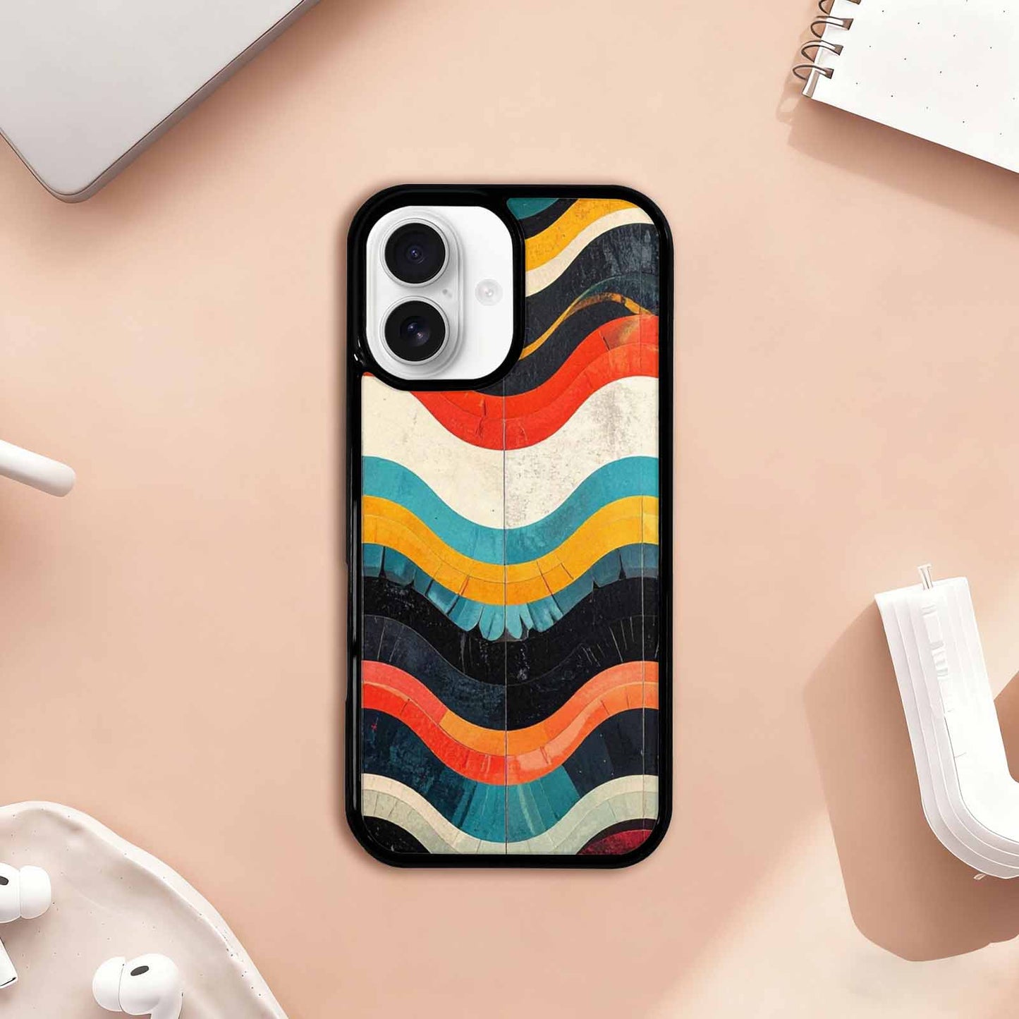 iPhone 17 Case — Retro Wave Scallop Stripe Small Retro, Customized Protective Case