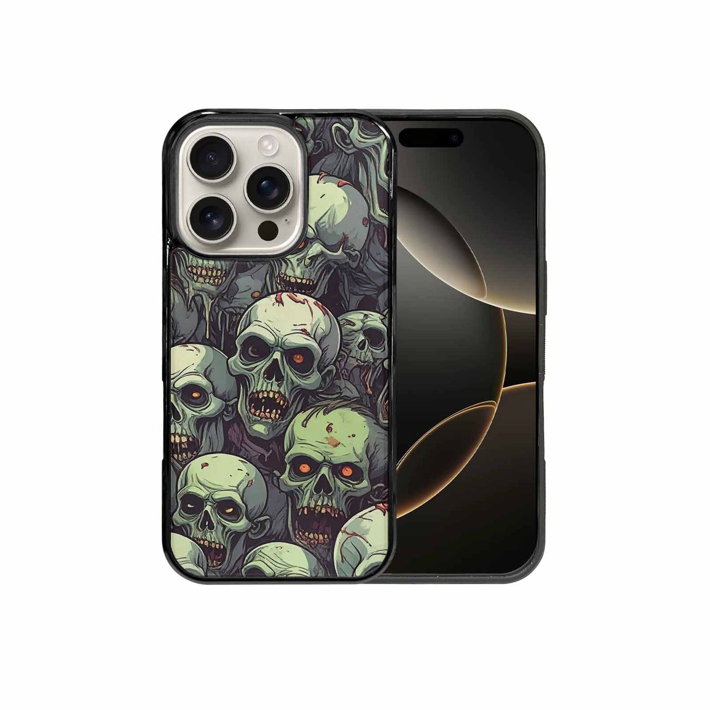 iPhone 16 Pro Case — Zombie Head Pattern Hundreds Of Small, Original Design Phone Case