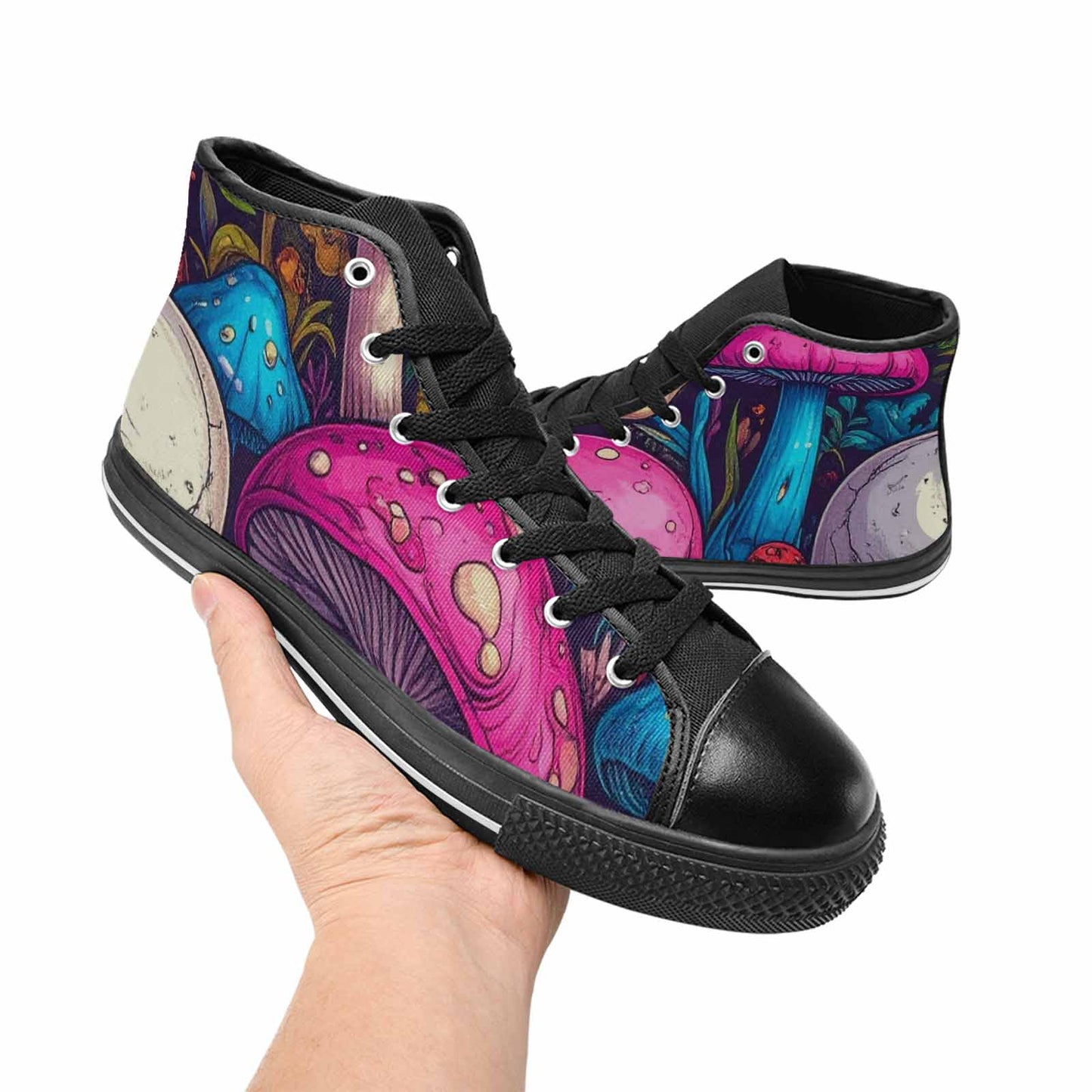 MEN'S Mushroom Skull High Top Canvas Dark Academia Custom Shoes