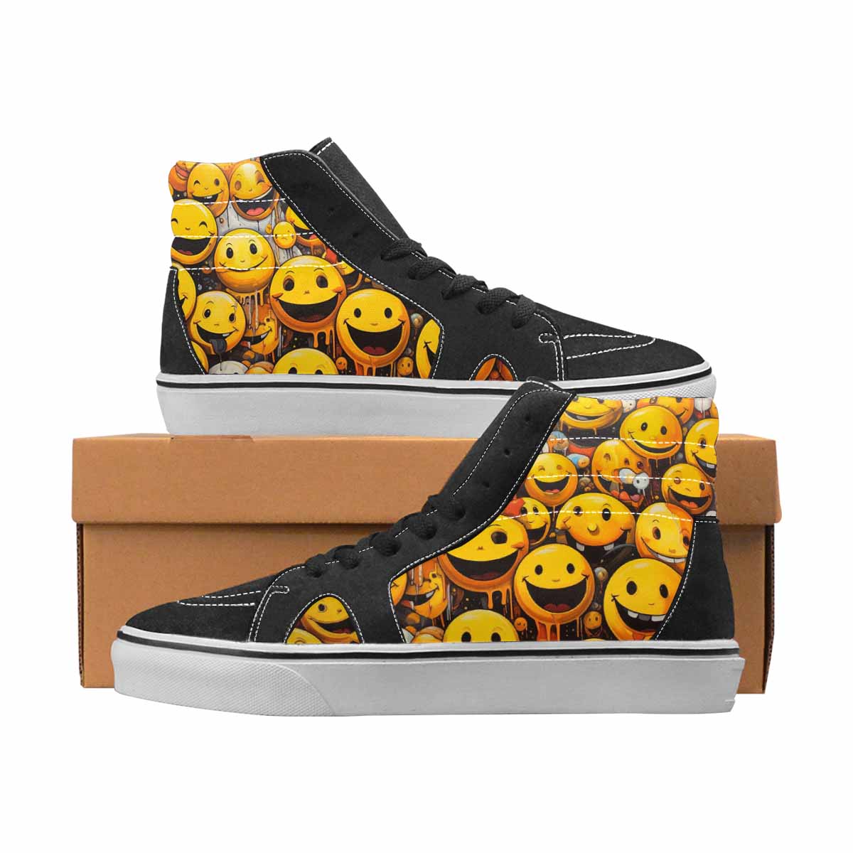 WOMEN'S Smiley Face High Top Canvas One Of A Kind Y2K Custom Streetwear Shoes