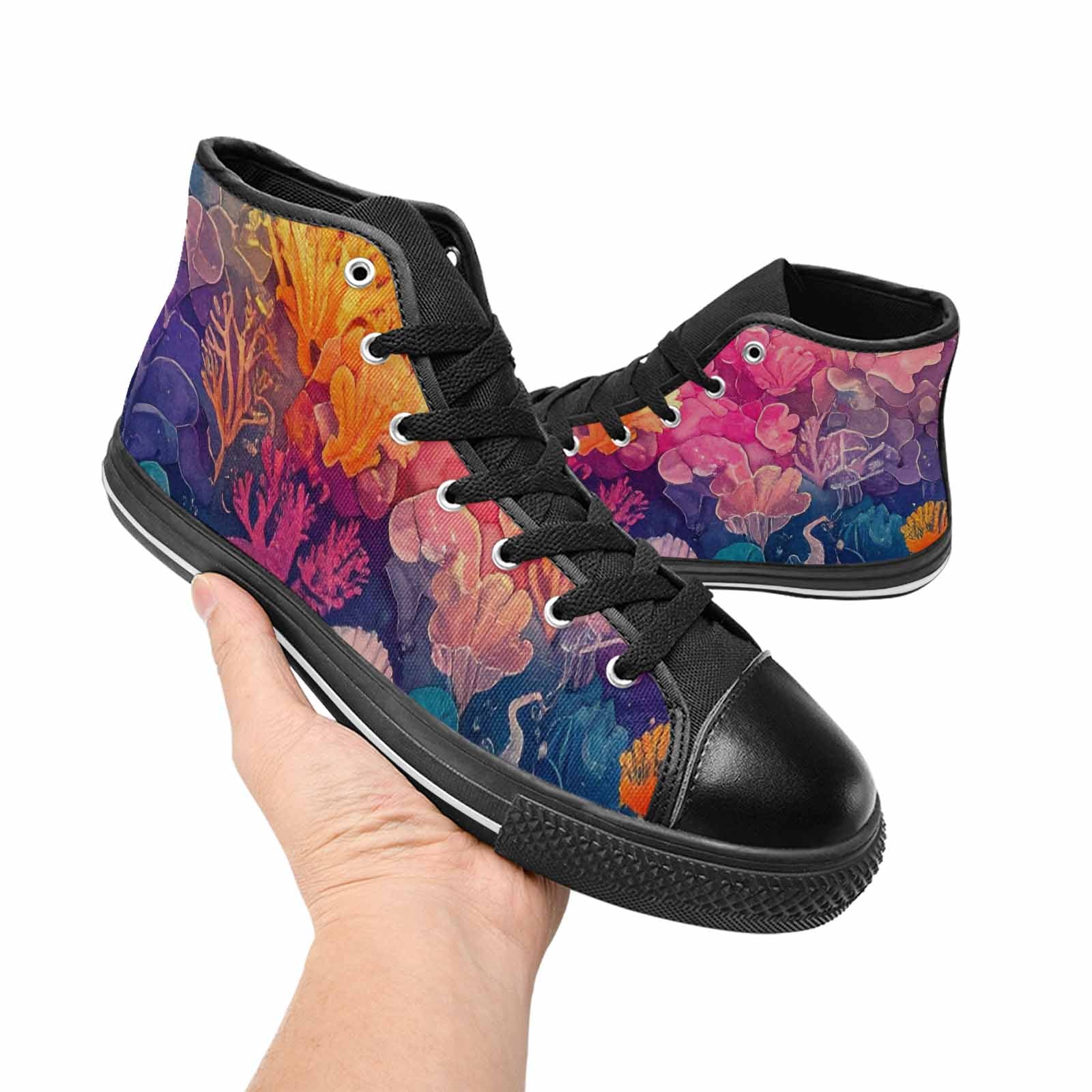 MEN'S Fish Scale Coral High Top Canvas Cottagecore Custom Shoes