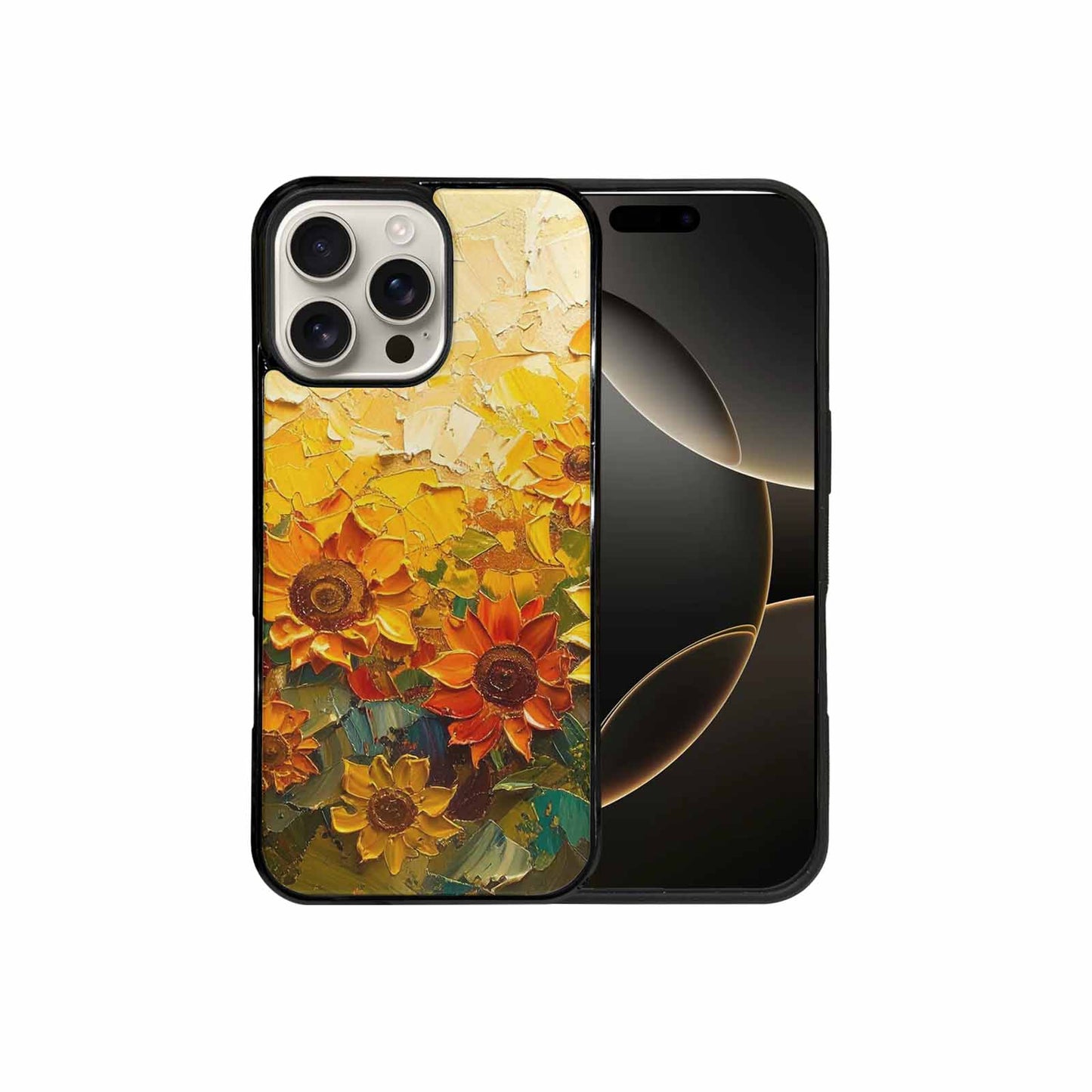 iPhone 16 Pro Max Case — Impressionist Sunflower Brushstroke Pattern Hundreds Of, Custom Made Phone Cover