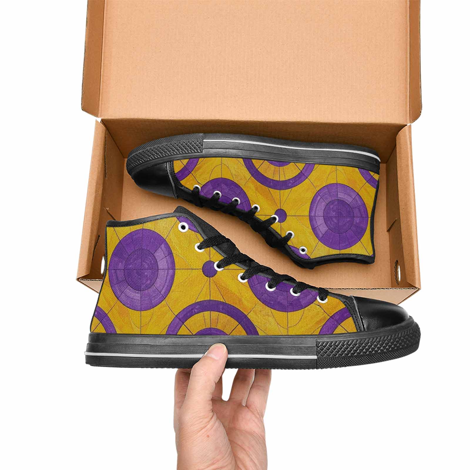 MEN'S Intersex Flag Color High Top Canvas Dark Academia Sneakers
