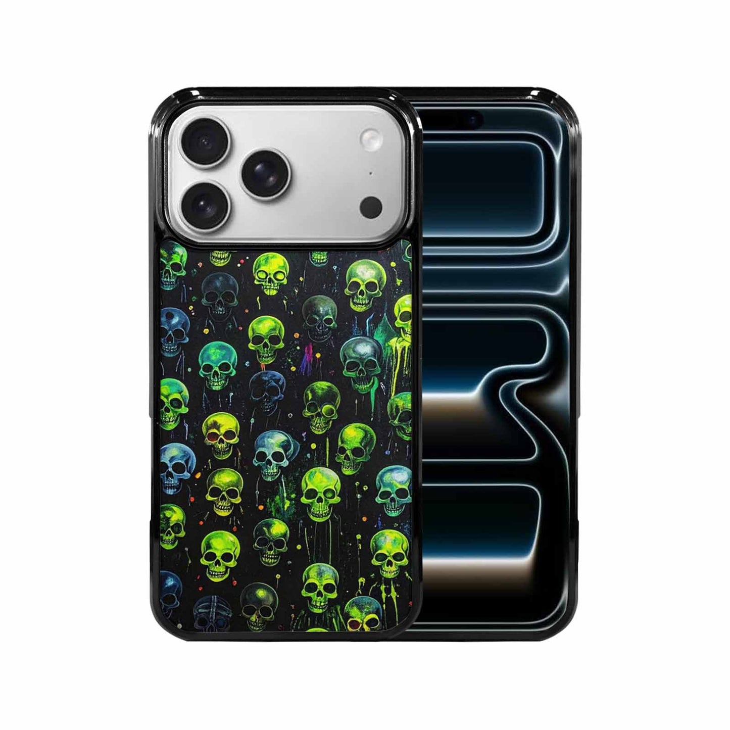 iPhone 17 Pro Max Case — Skeletons Neon Green Glowskele Original Art, Custom Phone Case