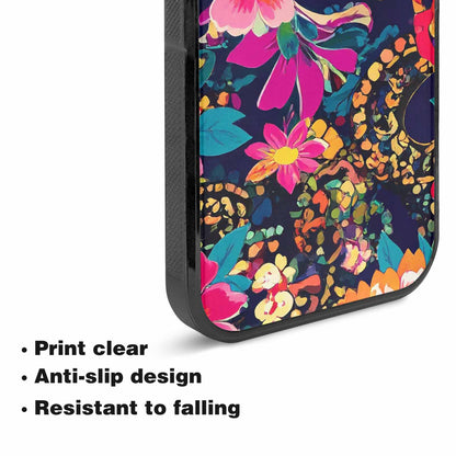 iPhone 15 Plus Case — Snakes Print Floral Seamless Pattern Vibrant, Personalized Phone Case