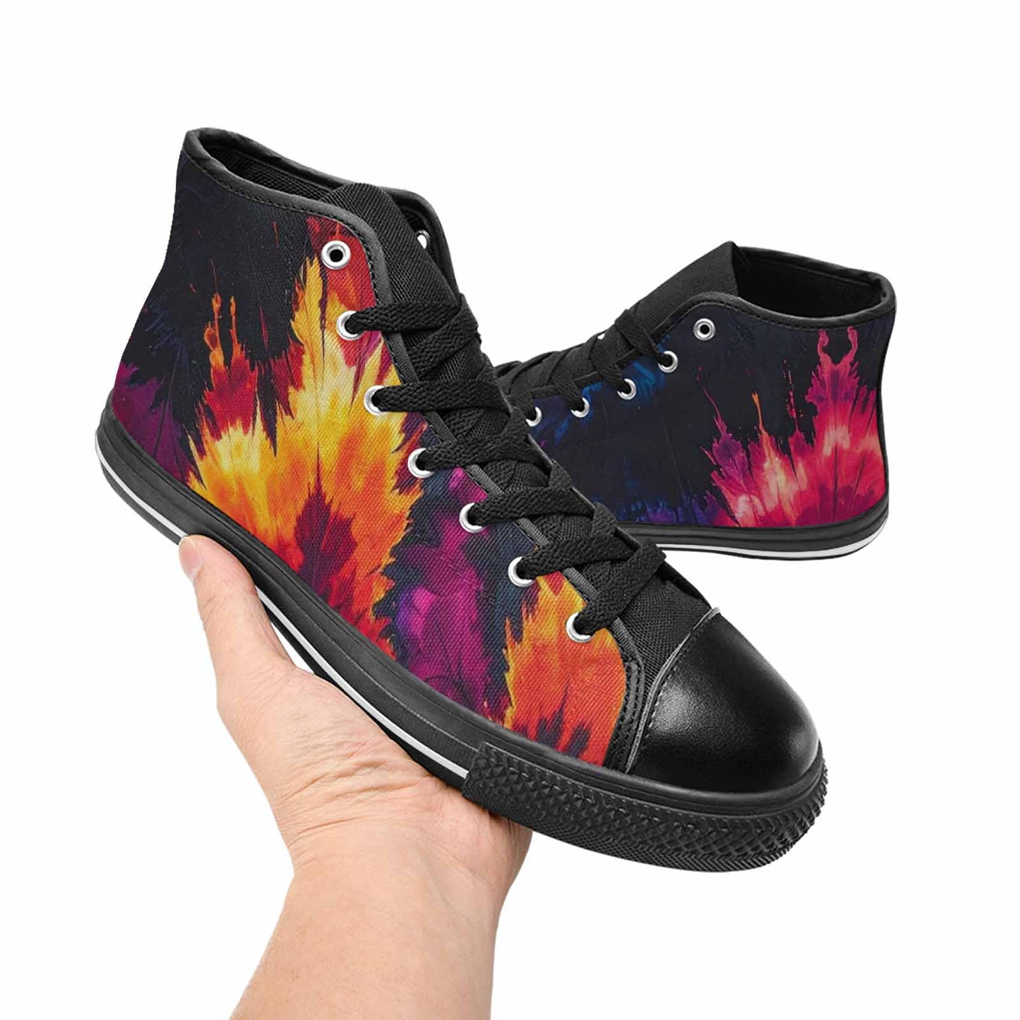 WOMEN'S Tie Dye Dark High Top Canvas Aesthetic Shoes