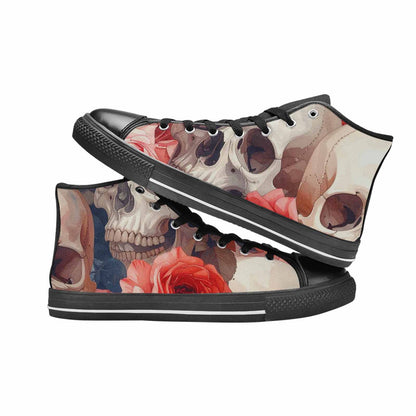 MEN'S Skulls Roses Soft Airbrush High Top Canvas Neon Fantasy Custom Sneakers