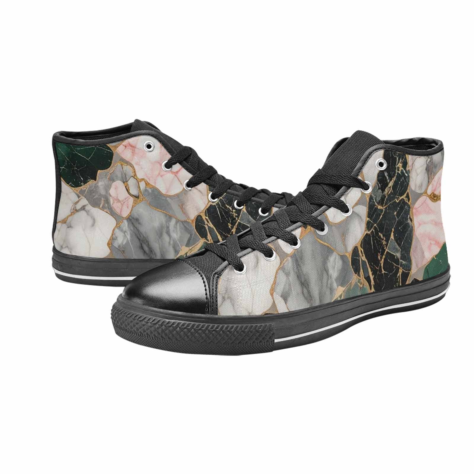 WOMEN'S Marble Stone Texture High Top Canvas Surreal Custom Sneakers