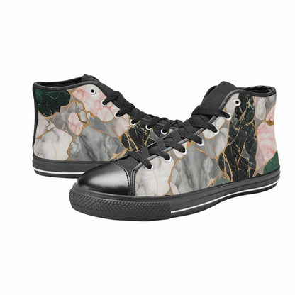 WOMEN'S Marble Stone Texture High Top Canvas Surreal Custom Sneakers