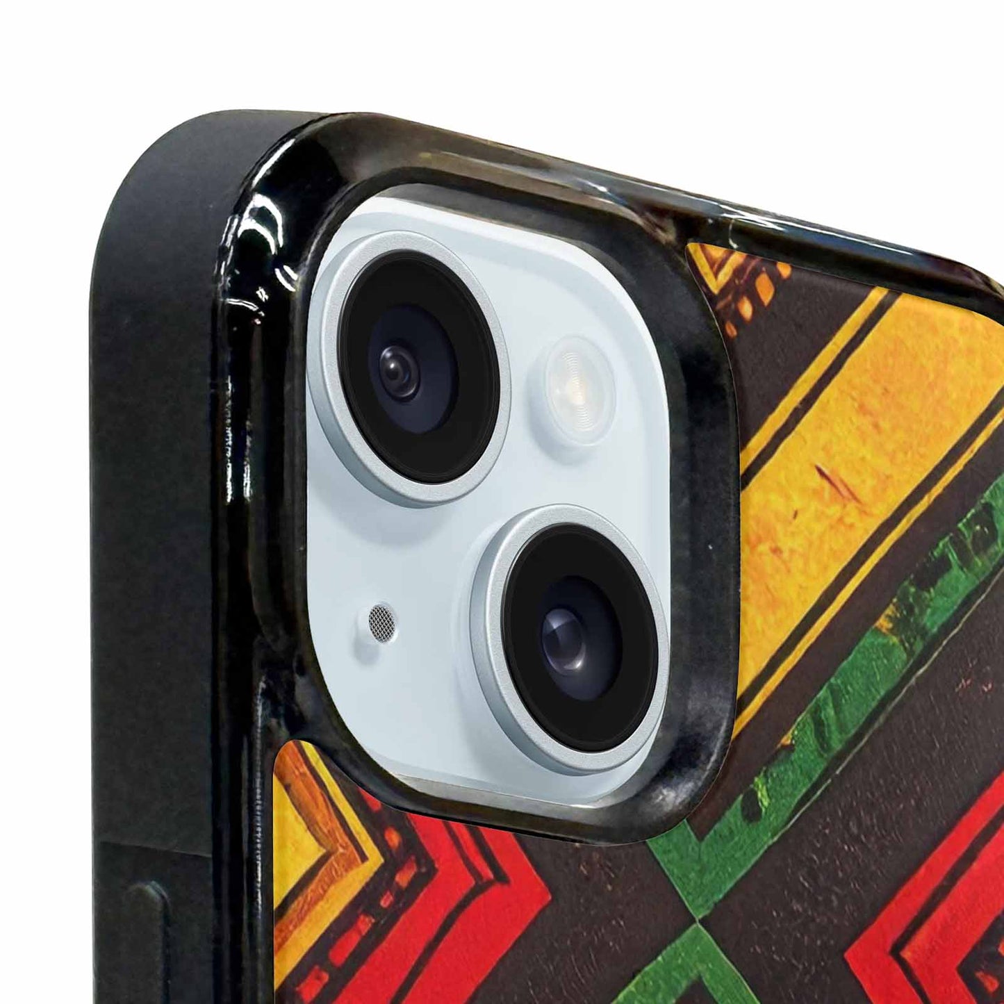iPhone 15 Plus Case — African Kente Cloth Inspired Pattern Geometric, Custom Printed Phone Case
