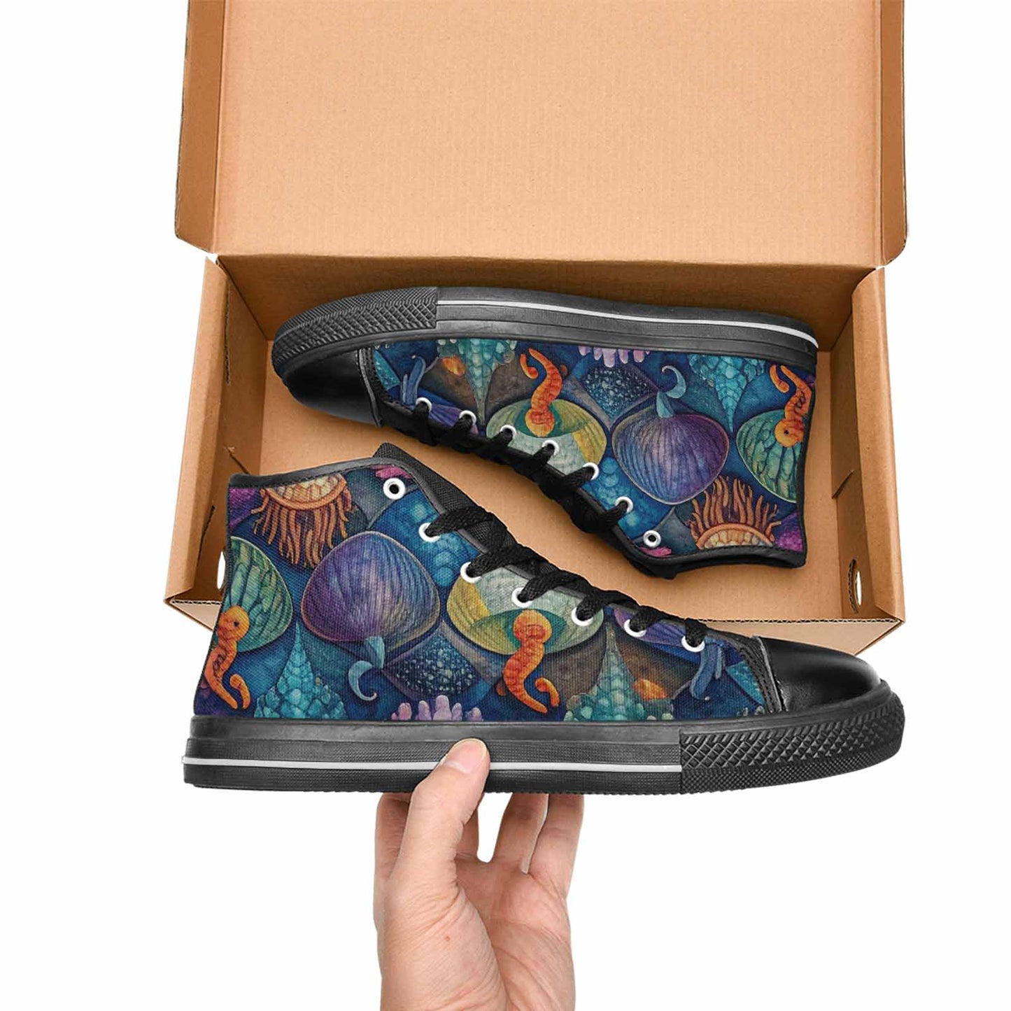 MEN'S Fish Scale Coral High Top Canvas Aesthetic Sneakers