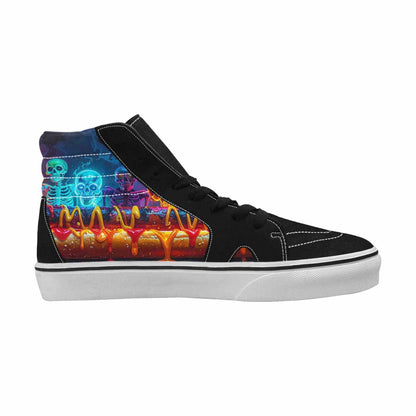 MEN'S Toxic Skeleton Hot Dog High Top Canvas Neon Fantasy Shoes