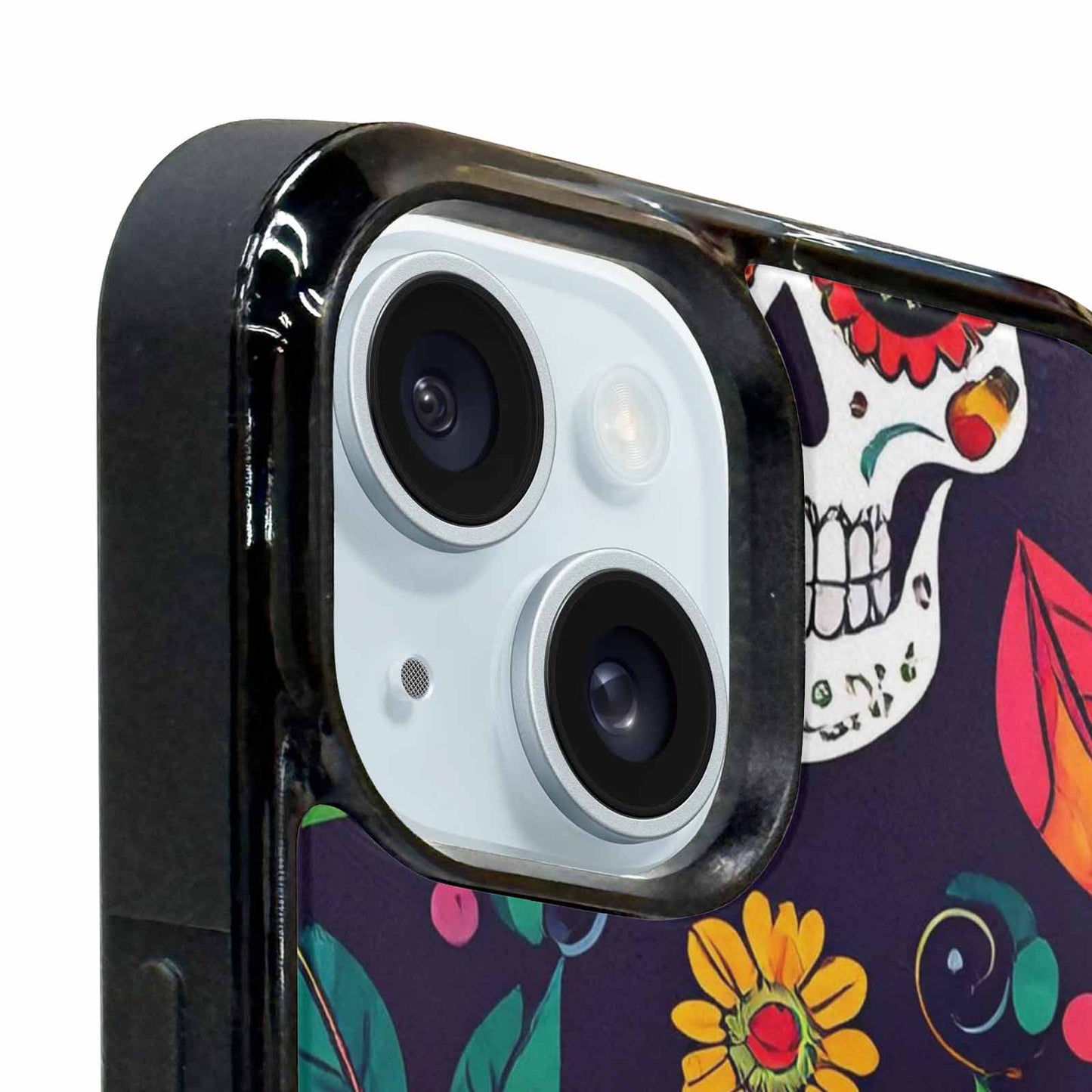 iPhone 15 Plus Case — Sunflowers Hundreds Of Skulls Art Seamless, Unique Phone Case Design