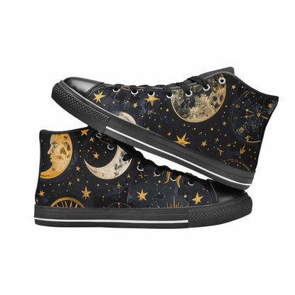 WOMEN'S Zodiac Constellation Star High Top Canvas Wallpaper Art Shoes