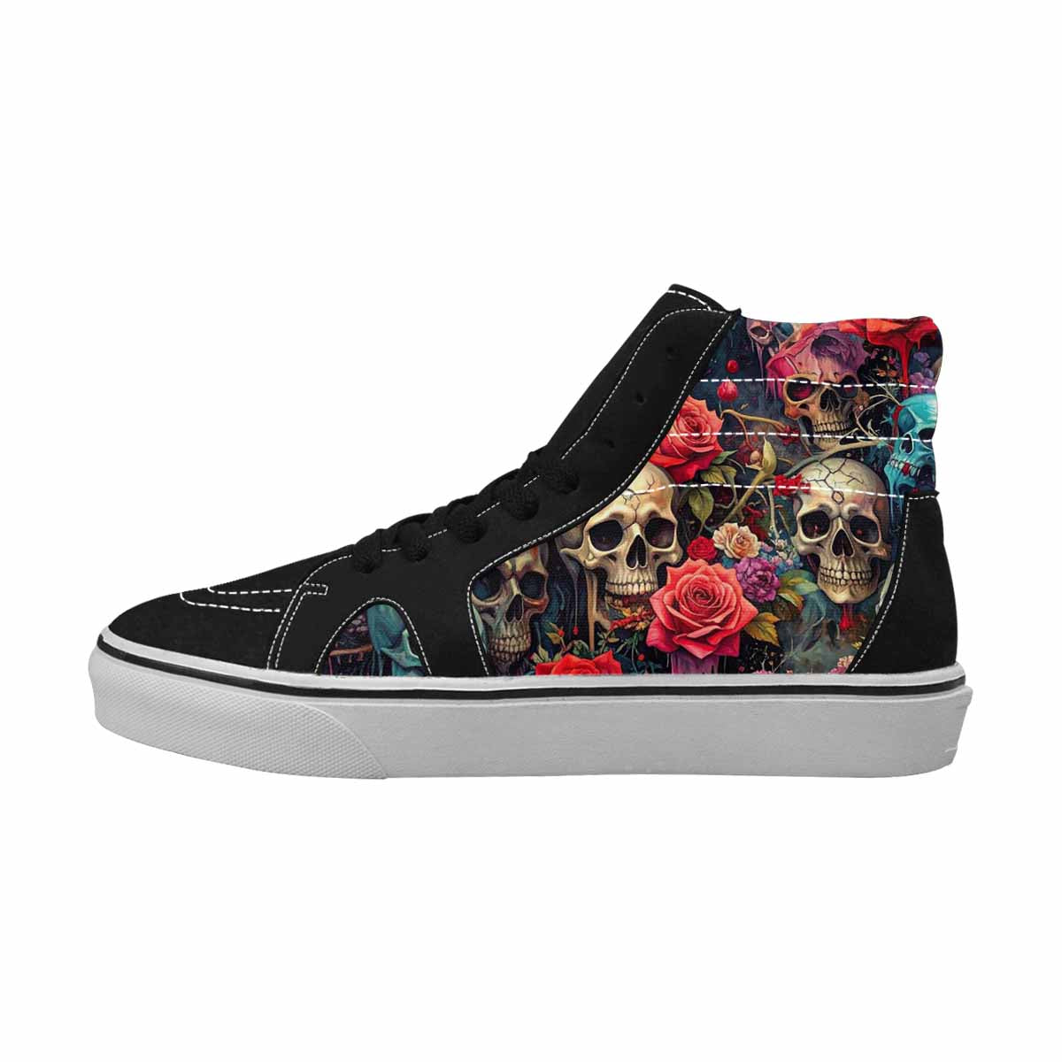 MEN'S Skulls Roses Melting Skulls High Top Canvas Dreamlike Shoes