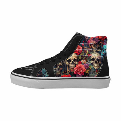 MEN'S Skulls Roses Melting Skulls High Top Canvas Dreamlike Shoes
