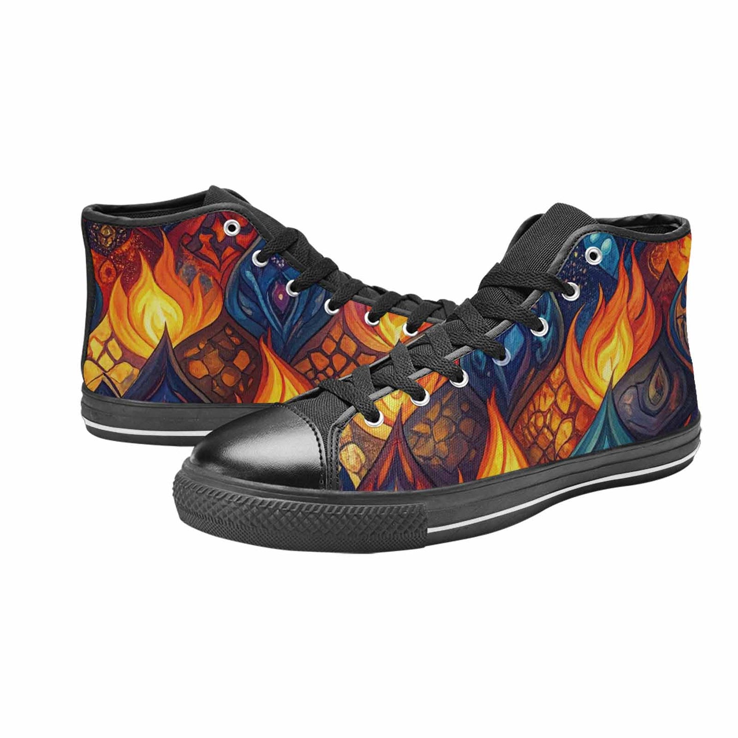 MEN'S Fire Flame High Top Canvas Neon Fantasy Sneakers