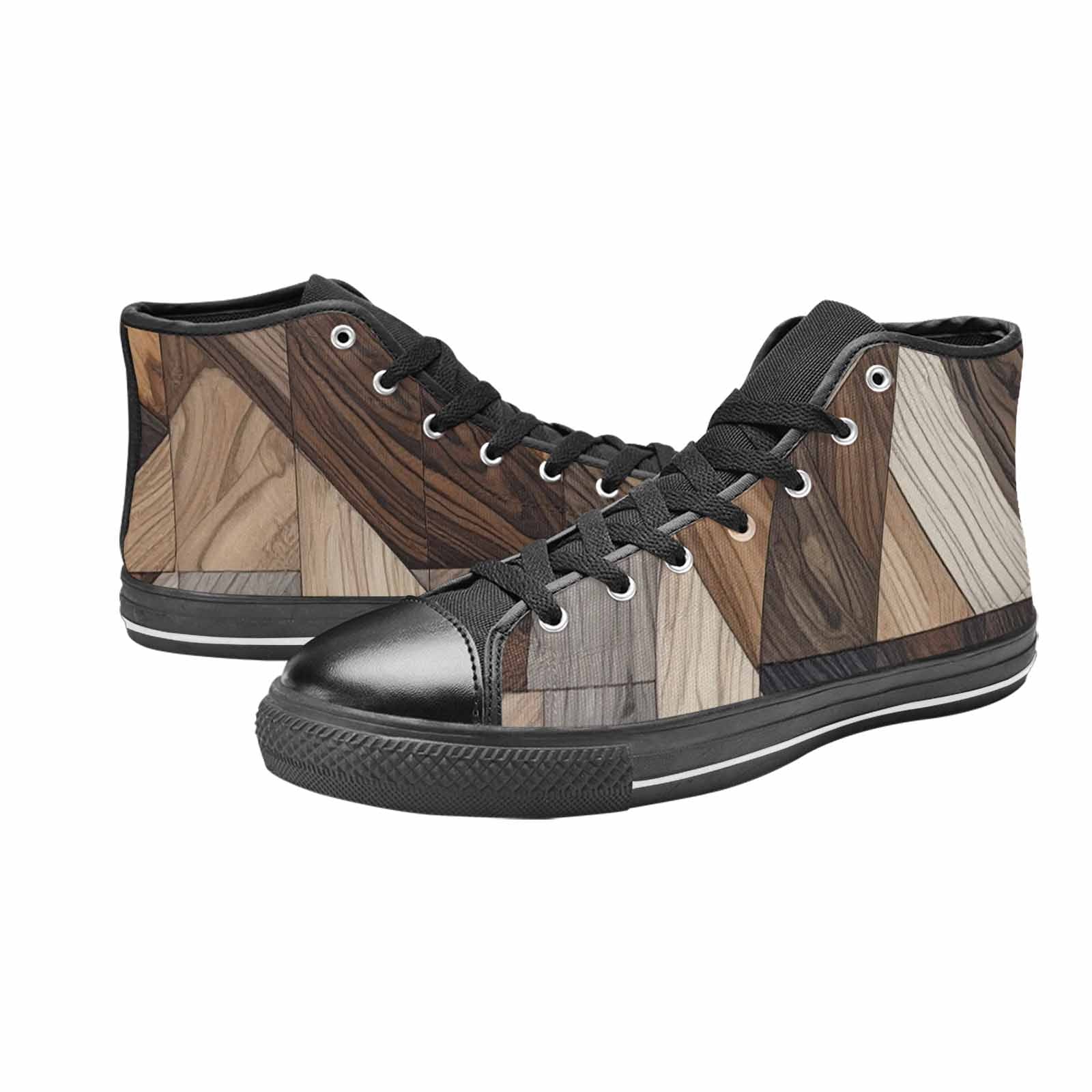 WOMEN'S Wood Grain Texture High Top Canvas Dark Academia Shoes