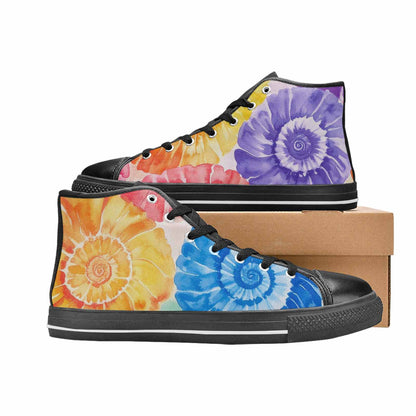 MEN'S Tie Dye Swirl High Top Canvas Vibrant Chaos Shoes